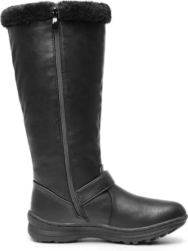 Miniatura 2 de DREAM PAIRS Botas altas hasta la rodilla con forro de piel para mujer, con cierre de cremallera