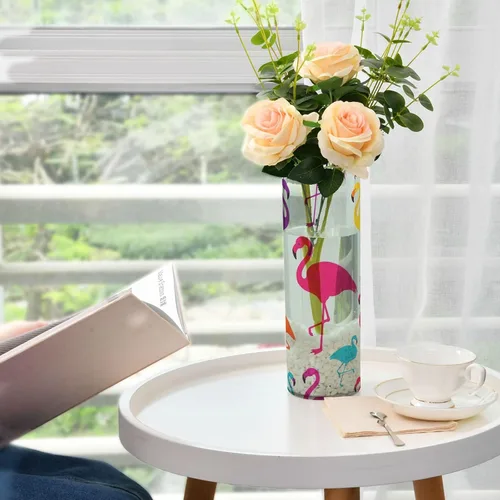 Miniatura 6 de Green Cartoon Flamingo Silhouette Plastic Flower Vases 11.8 x 3.9 Inch decorative Small Vases for Flowers Decorative Indoor Bedroom Dining Room