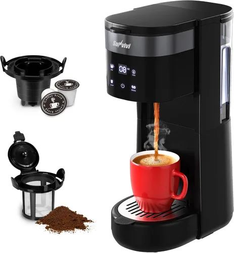 Cafetera de una sola porción 3 en 1, cafetera para cápsulas K-Cup, café molido y tés, depósito de agua extraíble de 30 onzas, tamaños de preparación