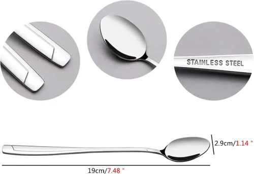 Miniatura 2 de Cand Cucharas de té helado de acero inoxidable, cuchara de helado de mango largo (juego de 16)