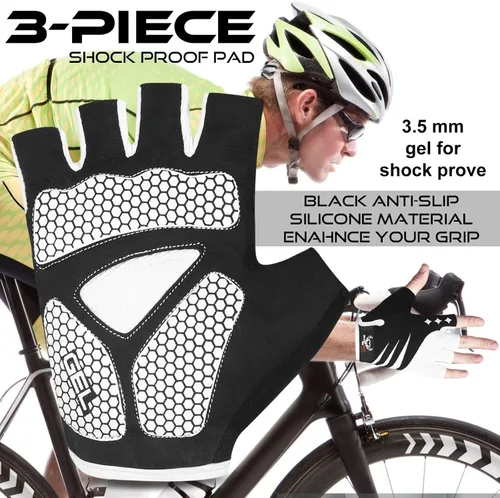 Miniatura 4 de BEAST RAGE Guantes de ciclismo de medio dedo para hombres y mujeres, guantes acolchados de gel, antideslizantes, absorben los golpes, levantamiento