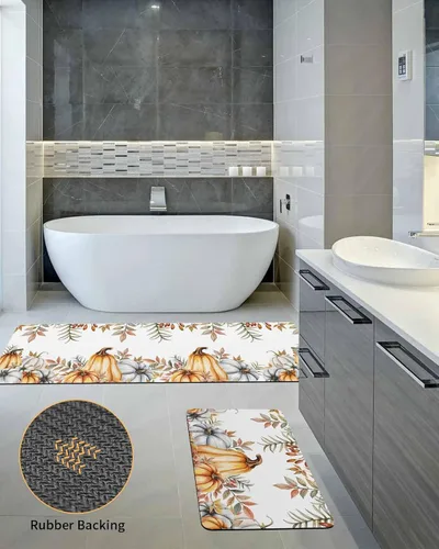 Miniatura 5 de Tapete de baño de Acción de Gracias para bañera, antideslizante, de secado rápido y absorbente, de tierra de diatomeas, tapete lavable de cocina