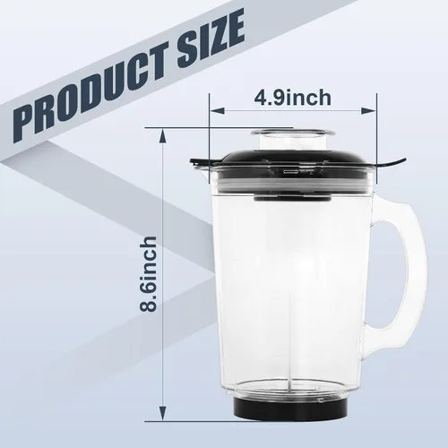 Miniatura 4 de Wadoy Vaso de repuesto para licuadora de 48 onzas compatible con Magic Bullet de 250 W, piezas de repuesto de plástico Tritan sin BPA, tapa a prueba