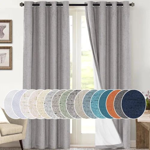 Miniatura 107 de Primitive - Cortinas opacas 100 % de lino texturizado natural para dormitorio, sala de estar, cortinas para ahorra energía, tela de arpillera
