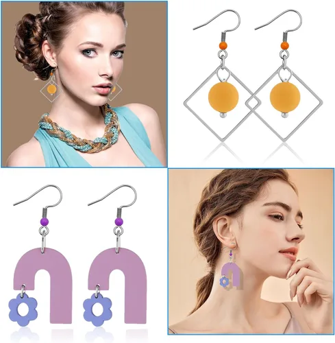 Miniatura 3 de Ganchos para aretes para hacer joyas, alambres de oreja de acero inoxidable con anillo de salto de silicona transparente para hacer aretes de 900