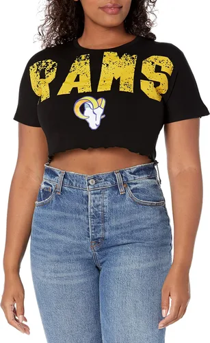 Miniatura 12 de FOCO NFL Womens NFL Team Logo Ladies Fashion Distressed Wordmark Petite Size Crop Top Shirt
