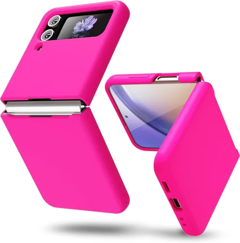 Miniatura 30 de oakxco Funda para teléfono Samsung Galaxy Z Flip 4, agarre de silicona líquida, bonita fina delgada cubierta de gel TPU de goma suave lisa