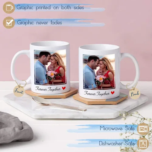 Miniatura 3 de SANTANNA Taza personalizada que cambia de color, texto fotográfico personalizado, taza de cerámica sensible al calor para parejas, amigos, familia