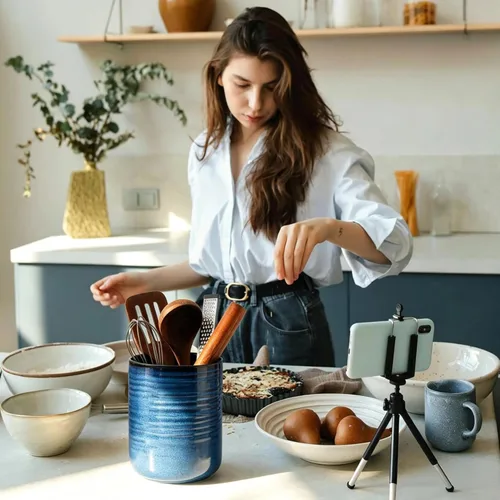 Miniatura 3 de HASENSE Soporte grande para utensilios de cocina de 7.4 pulgadas para encimera, organizador de utensilios de cocina moderno de granja, juego
