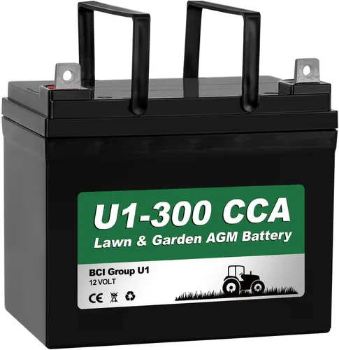 Batería WEIZE AGM para jardín y césped, 12V 300CCA BCI Grupo U1 SLA de arranque para césped, tractores y cortadoras, compatible con John Deere,