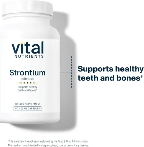 Miniatura 5 de Vital Nutrients Citrato de estroncio Suplemento vegano Apoya dientes y huesos sanos* Sin gluten, lácteos y soja Sin OMG 90 cápsulas