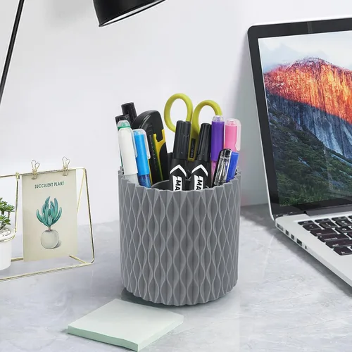 Miniatura 3 de Soporte para brochas de maquillaje, organizador de maquillaje giratorio de 360°, 5 ranuras para brochas de maquillaje, portavasos para decoración