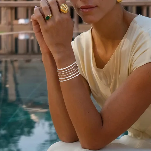 Miniatura 5 de Pulseras de oro para mujer, pulsera de oro de 14 quilates y plata para mujer, pulseras delicadas para mujer, a la moda, impermeables, juego
