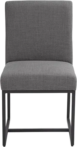 Miniatura 7 de 55 Downing Street Silla de comedor Myles de tela gris y metal negro