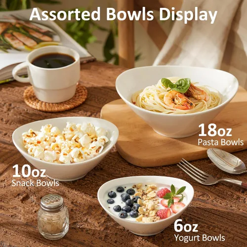 Miniatura 5 de Teocera - Juego de 6 cuencos de cerámica para el desayuno de 15,24 cm, 6 cuencos pequeños de 10 onzas para yogur, ensalada, sopa, postre, aptos