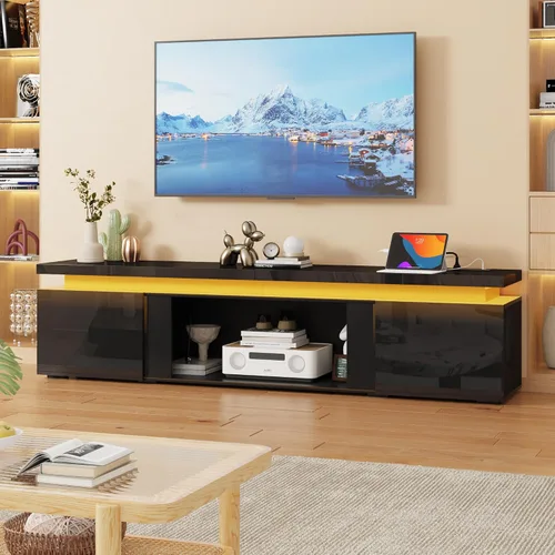 Miniatura 13 de St.Mandyu Soporte de TV con chimenea para TV de 80 pulgadas, soporte de TV LED de 71 pulgadas con chimenea eléctrica de 40 pulgadas y toma