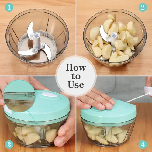 Miniatura 2 de Cortador manual de verduras Cambom, picador de verduras con cordón para cebollas, frutas y nueces, material seguro para alimentos sin BPA, 18.6