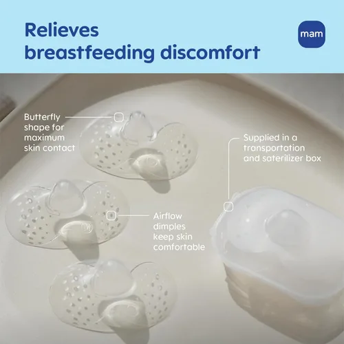 Miniatura 2 de MAM Protectores de Pezón para Lactancia con Estuche de Almacenamiento Esterilizable, Protectores de Pezón para Lactar Recién Nacido, Tamaño 2
