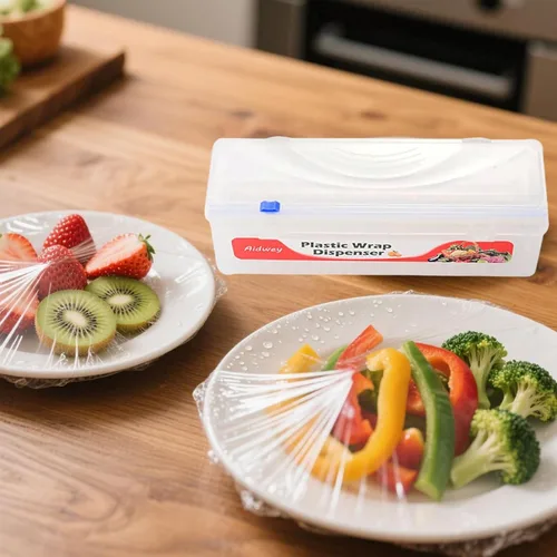 Miniatura 7 de Dispensador de plástico con cortador, dispensador de envoltura adhesiva con cortador deslizante para película de alimentos, papel de estaño, papel