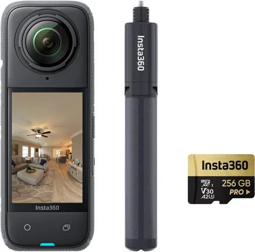 Insta360 X4 Virtual Tour Bundle - Foto HDR de 72MP 360º, protectores de lente estándar, batería de 2290mAh, compatible con Zillow, Floorfy, Realsee,