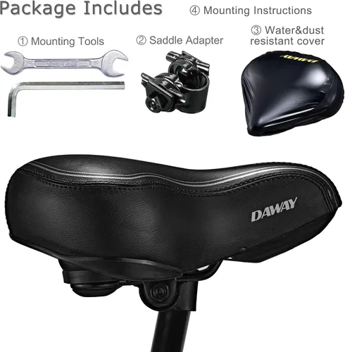 Miniatura 7 de DAWAY C30 Asiento de Bicicleta Cómodo de Gran Tamaño - Compatible con Peloton, Ejercicio, Bicicletas de Montaña o Carretera, Reemplazo de Sillín
