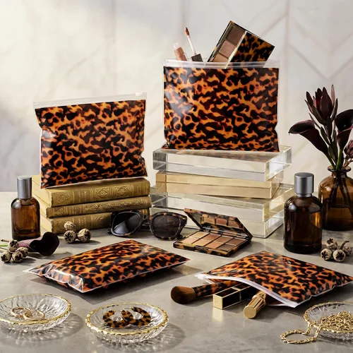Miniatura 6 de Abbylike Bolsas de maquillaje de leopardo a granel bolsas de cosméticos de plástico para mujer, bolsas de maquillaje de guepardo con cremallera