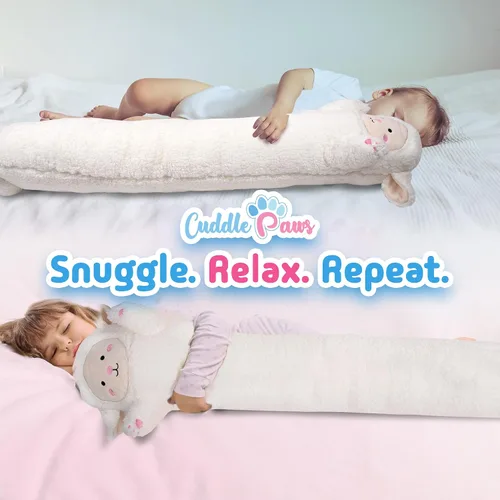 Miniatura 3 de Almohada de cuerpo de cordero de peluche Cuddle Paws para niños Almohada larga de peluche para abrazar Juguete suave para abrazar Regalo