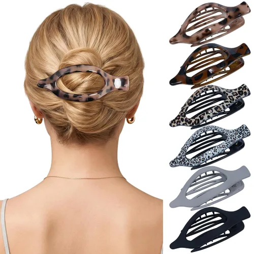 Miniatura 13 de Pinzas de pelo planas francesas para mujer, 6 pinzas planas para cabello fino y grueso, agarre fuerte, agarre antideslizante, pinzas para el cabello
