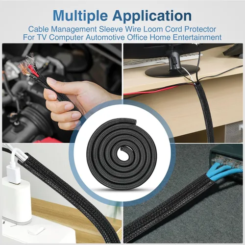 Miniatura 6 de Nilight - Funda para cable, fundas de gestión de cable de 10 pies - 1/2 pulgada, funda trenzada, telar de alambre autoenvolvente dividido