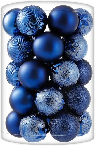 34 adornos de bola de Navidad azul marino de plástico irrompible, decoraciones de árbol de Navidad para fiestas navideñas, hogar, oficina,