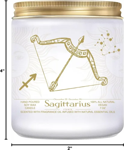 Miniatura 8 de Regalo de velas de signo del zodiaco Sagitario, tarro de velas de cristales del signo del zodiaco, astrología con aroma a lavanda, velas de soja