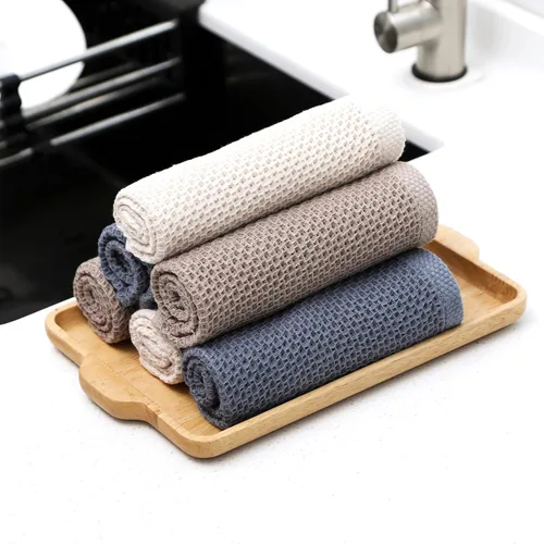Miniatura 8 de Paño de cocina para cocina, 6 paquetes de trapos de limpieza de algodón en ondas de gofre, paño de cocina ultra suave súper absorbente para lavar