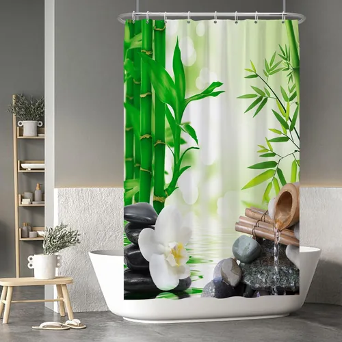Miniatura 15 de Baocicoo - Cortina de ducha de abeja de miel, diseño de abeja de caricaturas, pista voladora, rústica, floral, para baño, decoración de bañera