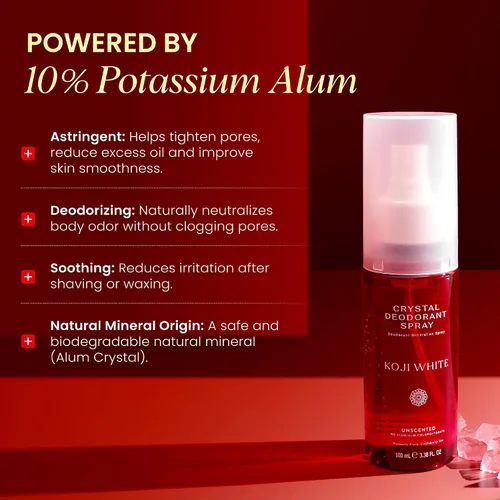 Miniatura 4 de Koji White Even Tone Desodorante Desodorante de sal en aerosol de cristal para mujeres, desodorante sin perfume para pieles sensibles, piedra