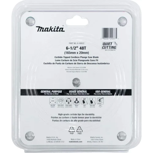Miniatura 3 de Makita A-99932 6-1/2" 48T Hoja de sierra de inmersión inalámbrica con punta de carburo