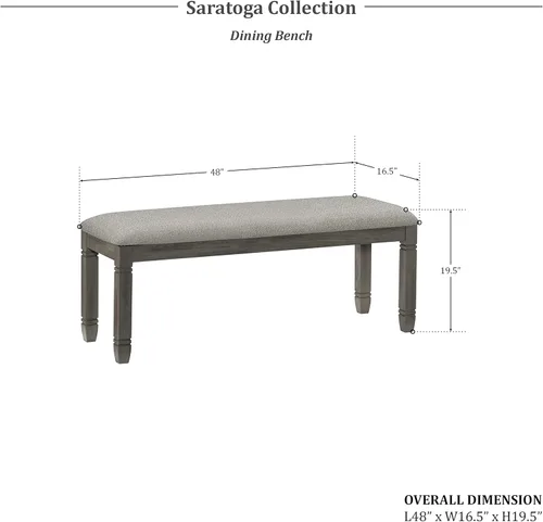 Miniatura 2 de Lexicon Saratoga - Banco de comedor, gris antiguo