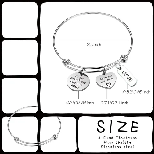 Miniatura 7 de LACAKU - Pulsera para niño, Kpop, BTS, Bangtan, dijes con textos en inglés, amarte a ti mismo, A.R.M.Y, regalo de joyería para niños, acero