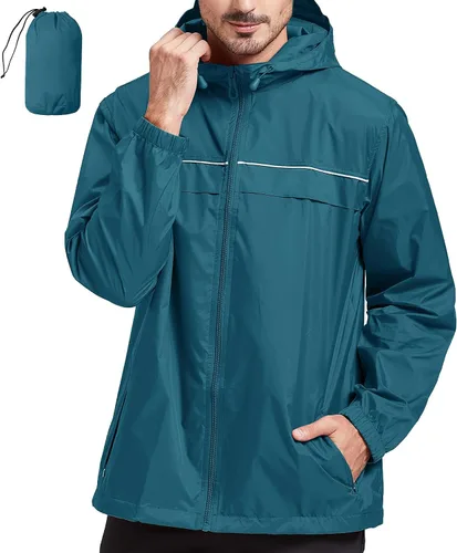 Miniatura 48 de SWISSWELL Chaqueta impermeable para hombre, rompevientos, ligera con capucha para uso diario casual