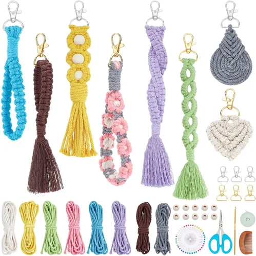 Miniatura 17 de INFUNLY Juego de 4 kits DIY de copo de nieve de macramé Adornos de ornamento de macramé floral bohemio para Navidad Colgante de pared de copo