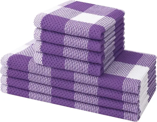 Miniatura 41 de Mordimy Toallas de cocina 100% algodón con tejido de gofre, 13 x 28 pulgadas, paños de cocina súper suaves y absorbentes para secar platos, paquete