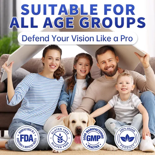 Miniatura 7 de Vitaminas oculares de luteína y zeaxantina, gomitas de arándano, astaxantina, vitaminas oculares para niños y adultos y apoyo de luz azul, salud