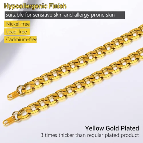 Miniatura 8 de PROSTEEL Pulsera de eslabones cubanos para hombre, negrooro de 18 quilates, acero inoxidable 316L, joyería de hip hop, ancho 0.236 in0.354 in0.512