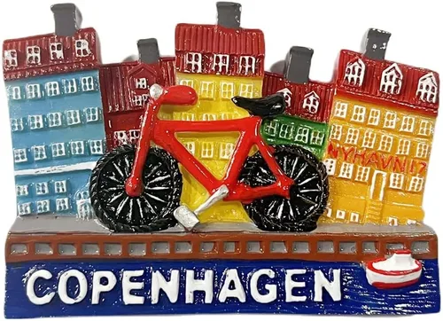 Copenhague Dinamarca - Imán de nevera 3D, regalo de recuerdo de resina, hecho a mano, imán de nevera de Copenhague, colección de decoración para el