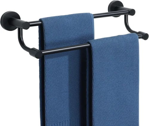 Alise Toallero doble, toallero de 16 pulgadas para baño, soporte de toalla de montaje en pared, toallero de secado rápido, toallero de acero Níquel