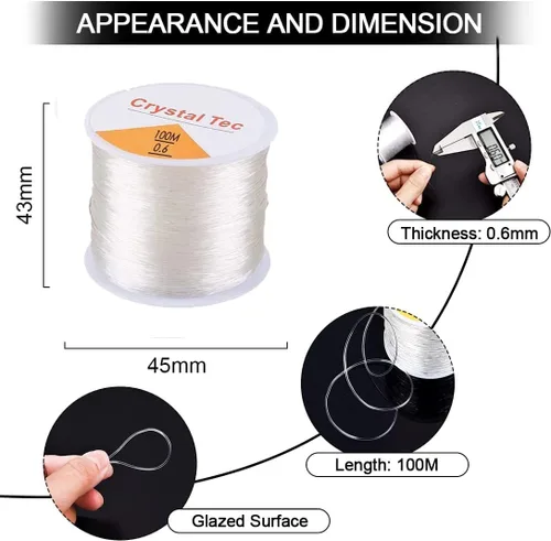 Miniatura 2 de Hilo elástico de 0.024 in para pulseras, 3 rollos de cordón elástico, cuerda elástica de cuentas de cristal para pulseras, cuentas y fabricación
