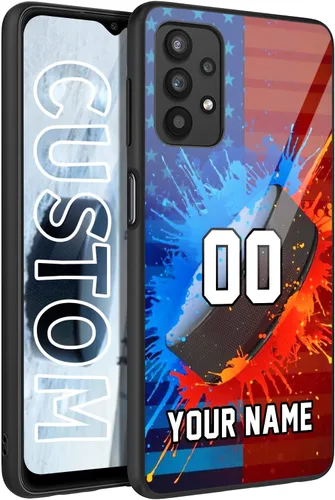 Miniatura 23 de Personalized Ice Hockey vs Name Number US Flag Decor Rubber Cover Phone Case for Galaxy America Fire