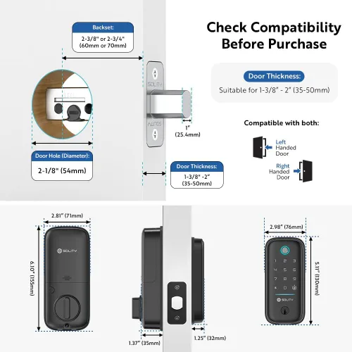 Miniatura 9 de GT5BK - Cerradura inteligente 4 en 1 sin llave con huella digital, aplicación, PIN y llave, grado ANSI 3, compatible con Alexa y SmartThings