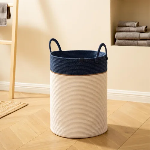 Miniatura 4 de LA JOLIE MUSE Cesta tejida de cuerda para almacenamiento, organizador grande de algodón, canasta para manta de bebé, juguetes para niños, cesta