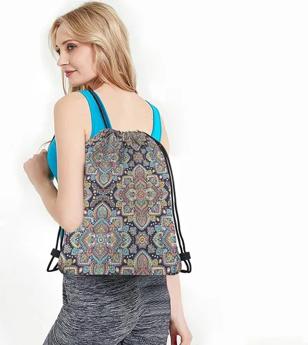 Miniatura 4 de Beabes Bohemia Retro Rayas Cordón Bolsas Mochila Gimnasio Bolsa con Cordón, Multi-a101, Mochilas de viaje