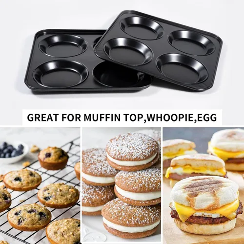 Miniatura 5 de Yomvzake Yorkshire - Molde para pudín, moldes para magdalenas de 4 pulgadas, paquete de 2 moldes antiadherentes para hamburguesas Whoopie, moldes